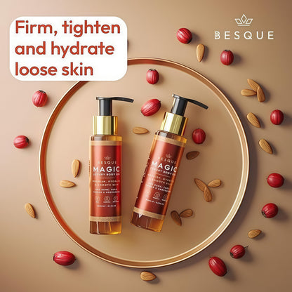 Besque Original Magic Body Oil - Hydrating Body Oils for Women - 3.4 FL OZ | Skin Care Body Oils for Women That Plump, Tighten & Firm Skin With Natural Ingredients, Made in UK